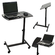 Polohovatelný kovový stolek pod notebook s kolečky