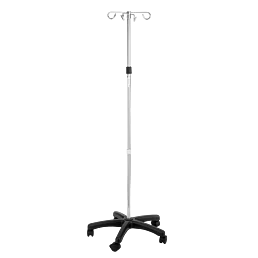 Infuzní stojan na kolečkách - výškově nastavitelný, 4 háčky