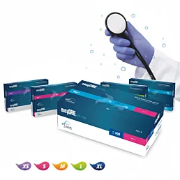 Nitrilové vyšetřovací rukavice easyCARE bez pudru, modré – 100 ks, vel. XS - XL