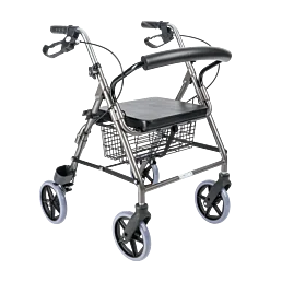Čtyřkolové hliníkové chodítko VICTORIA se sedadlem a košíkem